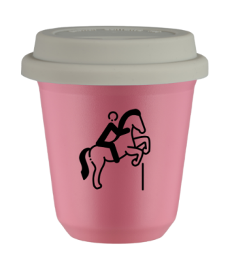 Tasse 80 ml ROSE "Équitation 1 (noir)", avec couvercle blanc Tasse 80 ml ROSE "Équitation 1 (noir)", avec couvercle blanc