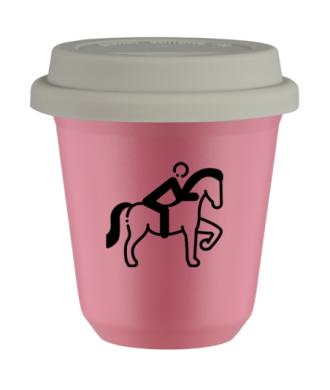 Tasse 80 ml ROSE "Équitation 2 (noir)", avec couvercle blanc Tasse 80 ml ROSE "Équitation 2 (noir)", avec couvercle blanc