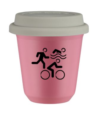 Tasse 80 ml ROSE "Sports", avec couvercle blanc Tasse 80 ml ROSE "Sports", avec couvercle blanc