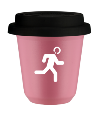 Tasse 80 ml ROSE "Coureur (blanc)", avec couvercle noir Tasse 80 ml ROSE "Coureur (blanc)", avec couvercle noir