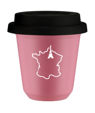 Tasse 80 ml ROSE "France (blanc)", avec couvercle noir Tasse 80 ml ROSE "France (blanc)", avec couvercle noir