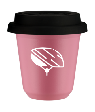 Tasse 80 ml ROSE "Casque (blanc)", avec couvercle noir Tasse 80 ml ROSE "Casque (blanc)", avec couvercle noir