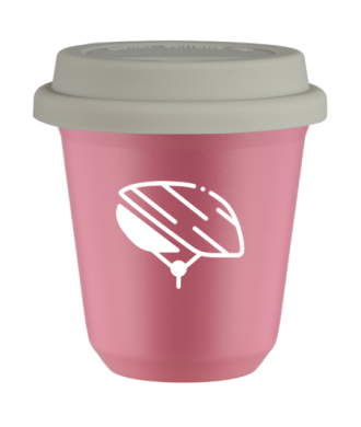 Tasse 80 ml ROSE "Casque (blanc)", avec couvercle blanc Tasse 80 ml ROSE "Casque (blanc)", avec couvercle blanc