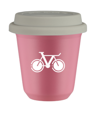 Tasse 80 ml ROSE "Vélo 1 (blanc)", avec couvercle blanc Tasse 80 ml ROSE "Vélo 1 (blanc)", avec couvercle blanc