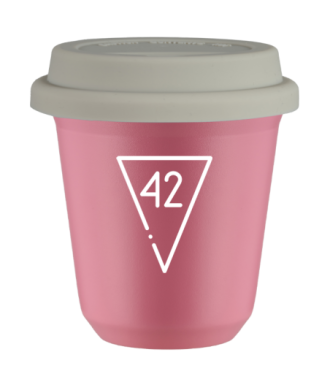 Tasse 80 ml ROSE "42 (blanc)", avec couvercle blanc Tasse 80 ml ROSE "42 (blanc)", avec couvercle blanc