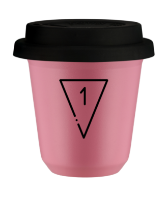 Tasse 80 ml ROSE "1", avec couvercle noir Tasse 80 ml ROSE "1", avec couvercle noir