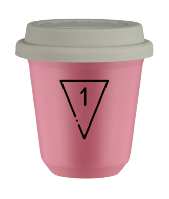 Tasse 80 ml ROSE "1 (noir)", avec couvercle blanc Tasse 80 ml ROSE "1 (noir)", avec couvercle blanc