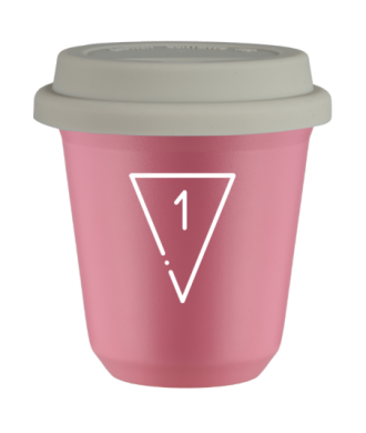 Tasse 80 ml ROSE "1 (blanc)", avec couvercle blanc Tasse 80 ml ROSE "1 (blanc)", avec couvercle blanc
