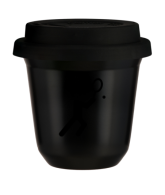Tasse 150 ml NOIR "Tennis 1", avec couvercle noir Tasse 150 ml NOIR "Tennis 1", avec couvercle noir