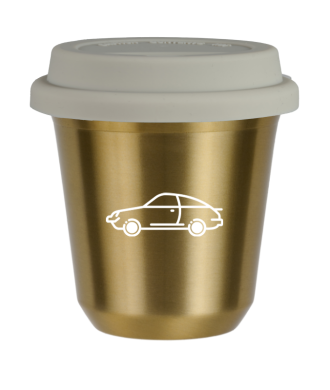 Tasse 80 ml OR "Voiture (blanc)", avec couvercle blanc Tasse 80 ml OR "Voiture (blanc)", avec couvercle blanc