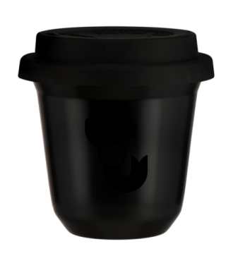 Tasse 150 ml NOIR "WARSZAWSKA SYRENKA (noir)", avec couvercle noir Tasse 150 ml NOIR "WARSZAWSKA SYRENKA (noir)", avec couvercle noir