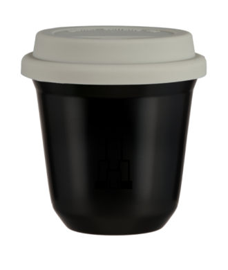 Tasse 150 ml NOIR "Pałac kultury i nauki (noir)", avec couvercle blanc Tasse 150 ml NOIR "Pałac kultury i nauki (noir)", avec couvercle blanc
