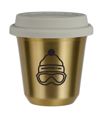 Tasse 80 ml OR "Casquette (noir)", avec couvercle blanc Tasse 80 ml OR "Casquette (noir)", avec couvercle blanc