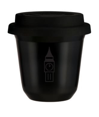 Tasse 150 ml NOIR "BIG BEN", avec couvercle noir Tasse 150 ml NOIR "BIG BEN", avec couvercle noir