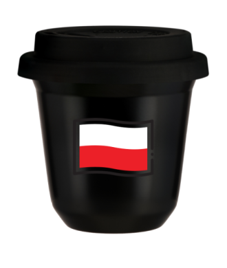 Tasse 150 ml NOIR "Drapeau polonais", avec couvercle noir Tasse 150 ml NOIR "Drapeau polonais", avec couvercle noir