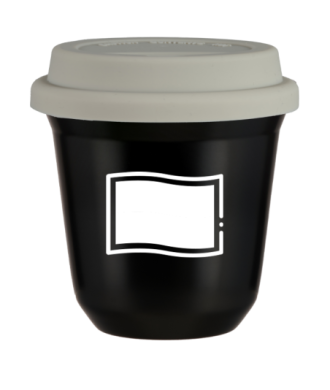 Tasse 150 ml NOIR "Drapeau polonais (blanc)", avec couvercle blanc Tasse 150 ml NOIR "Drapeau polonais (blanc)", avec couvercle blanc