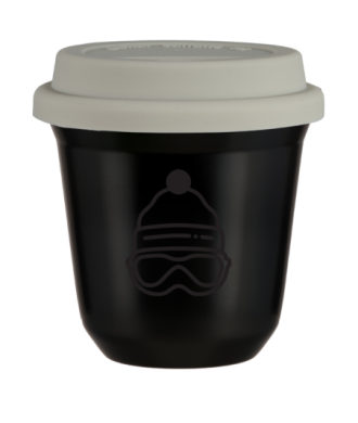 Tasse 150 ml NOIR "Casquette (noir)", avec couvercle blanc Tasse 150 ml NOIR "Casquette (noir)", avec couvercle blanc