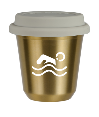 Tasse 80 ml OR "Natation (blanc)", avec couvercle blanc Tasse 80 ml OR "Natation (blanc)", avec couvercle blanc
