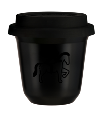 Tasse 150 ml NOIR "Équitation 2", avec couvercle noir Tasse 150 ml NOIR "Équitation 2", avec couvercle noir