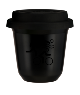 Tasse 150 ml NOIR "Sports (noir)", avec couvercle noir Tasse 150 ml NOIR "Sports (noir)", avec couvercle noir