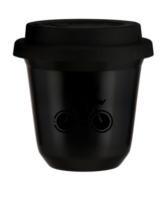 Tasse 150 ml NOIR "Cyclisme 2 (noir)", avec couvercle noir Tasse 150 ml NOIR "Cyclisme 2 (noir)", avec couvercle noir