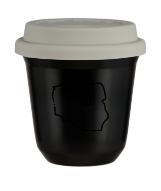 Tasse 150 ml NOIR "Pologne (noir)", avec couvercle blanc Tasse 150 ml NOIR "Pologne (noir)", avec couvercle blanc