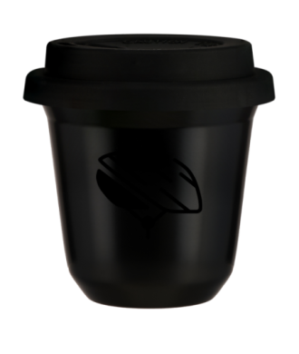 Tasse 150 ml NOIR "Casque (noir)", avec couvercle noir Tasse 150 ml NOIR "Casque (noir)", avec couvercle noir