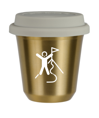 Tasse 80 ml OR "Escalade 1 (blanc)", avec couvercle blanc Tasse 80 ml OR "Escalade 1 (blanc)", avec couvercle blanc