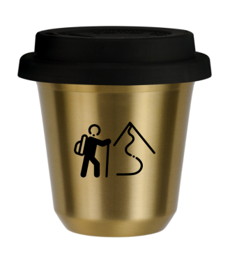 Tasse 80 ml OR "Escalade 2 (noir)", avec couvercle noir Tasse 80 ml OR "Escalade 2 (noir)", avec couvercle noir