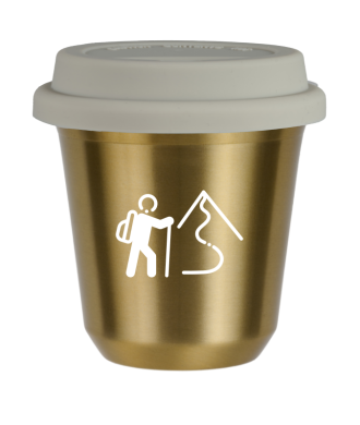 Tasse 80 ml OR "Escalade 2 (blanc)", avec couvercle blanc Tasse 80 ml OR "Escalade 2 (blanc)", avec couvercle blanc