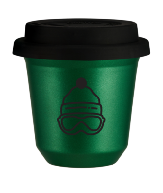Tasse 150 ml VERT MÉTALLIQUE "Casquette (noir)", avec couvercle noir Tasse 150 ml VERT MÉTALLIQUE "Casquette (noir)", avec couvercle noir