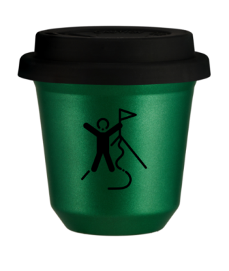 Tasse 150 ml VERT MÉTALLIQUE "Escalade 1", avec couvercle noir Tasse 150 ml VERT MÉTALLIQUE "Escalade 1", avec couvercle noir