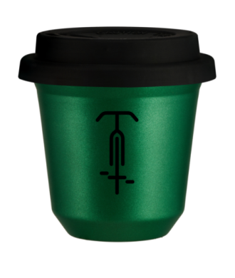 Tasse 150 ml VERT MÉTALLIQUE "Cyclisme 1 (noir)", avec couvercle noir Tasse 150 ml VERT MÉTALLIQUE "Cyclisme 1 (noir)", avec couvercle noir