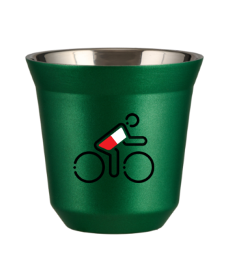 Tasse 150 ml VERT MÉTALLIQUE "Cycliste aux couleurs polonaises (noir)" Tasse 150 ml VERT MÉTALLIQUE "Cycliste aux couleurs polonaises (noir)"