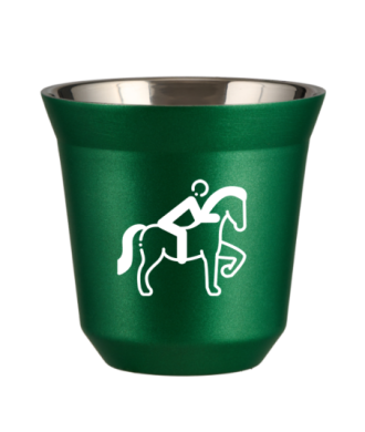 Tasse 150 ml VERT MÉTALLIQUE "Équitation 2 (blanc)" Tasse 150 ml VERT MÉTALLIQUE "Équitation 2 (blanc)"