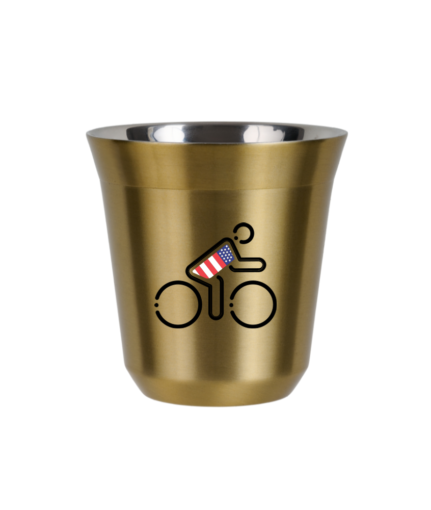 Tasse 80 ml OR "Cycliste aux couleurs britanniques (noir)"
