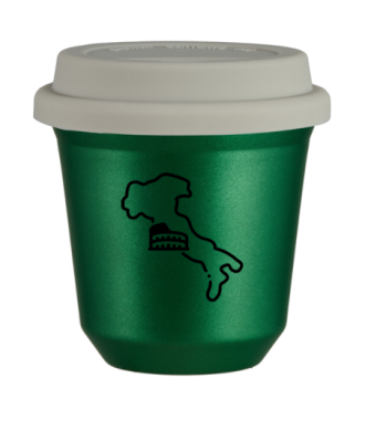 Tasse 150 ml VERT MÉTALLIQUE "Italie", avec couvercle blanc Tasse 150 ml VERT MÉTALLIQUE "Italie", avec couvercle blanc