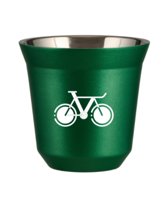 Tasse 150 ml VERT MÉTALLIQUE "Vélo 1 (blanc)" Tasse 150 ml VERT MÉTALLIQUE "Vélo 1 (blanc)"
