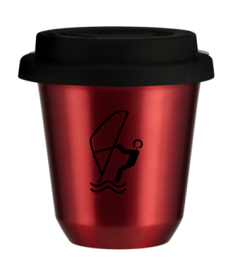 Tasse 150 ml ROUGE MÉTALLIQUE "Sports nautiques", avec couvercle noir Tasse 150 ml ROUGE MÉTALLIQUE "Sports nautiques", avec couvercle noir