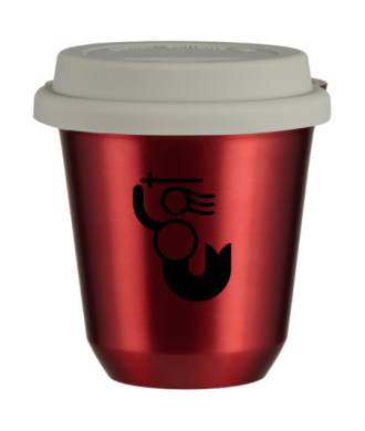 Tasse 150 ml ROUGE MÉTALLIQUE "WARSZAWSKA SYRENKA", avec couvercle blanc Tasse 150 ml ROUGE MÉTALLIQUE "WARSZAWSKA SYRENKA", avec couvercle blanc