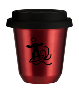 Tasse 150 ml ROUGE MÉTALLIQUE "Planche à voile (noir)", avec couvercle noir Tasse 150 ml ROUGE MÉTALLIQUE "Planche à voile (noir)", avec couvercle noir