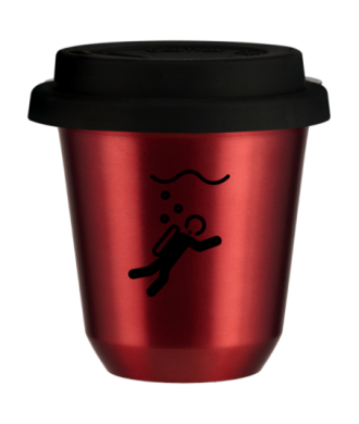 Tasse 150 ml ROUGE MÉTALLIQUE "Plongée (noir)", avec couvercle noir Tasse 150 ml ROUGE MÉTALLIQUE "Plongée (noir)", avec couvercle noir