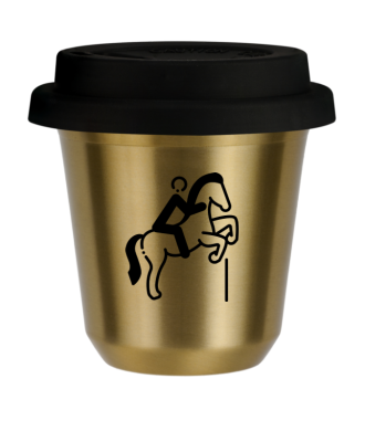 Tasse 80 ml OR "Équitation 1", avec couvercle noir Tasse 80 ml OR "Équitation 1", avec couvercle noir