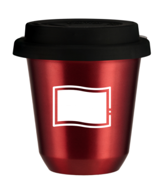 Tasse 150 ml ROUGE MÉTALLIQUE "Drapeau polonais (blanc)", avec couvercle noir Tasse 150 ml ROUGE MÉTALLIQUE "Drapeau polonais (blanc)", avec couvercle noir
