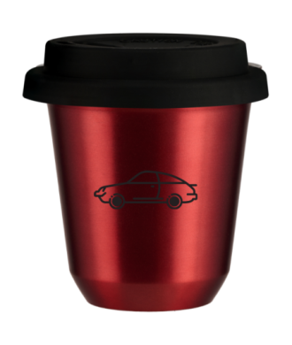 Tasse 150 ml ROUGE MÉTALLIQUE "Voiture", avec couvercle noir Tasse 150 ml ROUGE MÉTALLIQUE "Voiture", avec couvercle noir