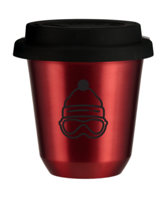Tasse 150 ml ROUGE MÉTALLIQUE "Casquette (noir)", avec couvercle noir Tasse 150 ml ROUGE MÉTALLIQUE "Casquette (noir)", avec couvercle noir
