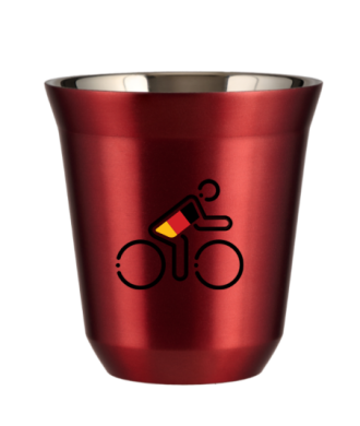 Tasse 150 ml ROUGE MÉTALLIQUE "Cycliste aux couleurs allemandes" Tasse 150 ml ROUGE MÉTALLIQUE "Cycliste aux couleurs allemandes"