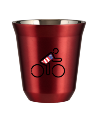 Tasse 150 ml ROUGE MÉTALLIQUE "Cycliste aux couleurs britanniques" Tasse 150 ml ROUGE MÉTALLIQUE "Cycliste aux couleurs britanniques"