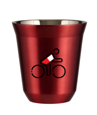 Tasse 150 ml ROUGE MÉTALLIQUE "Cycliste aux couleurs polonaises" Tasse 150 ml ROUGE MÉTALLIQUE "Cycliste aux couleurs polonaises"