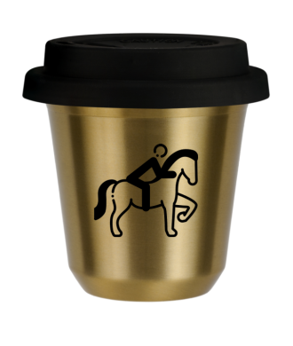 Tasse 80 ml OR "Équitation 2 (noir)", avec couvercle noir Tasse 80 ml OR "Équitation 2 (noir)", avec couvercle noir
